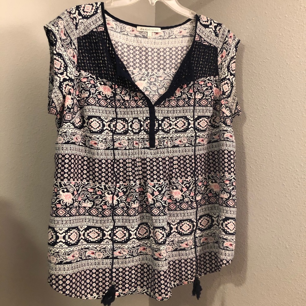 Daniel Rainn Boho Sleeveless Blouse Top Tank 1X